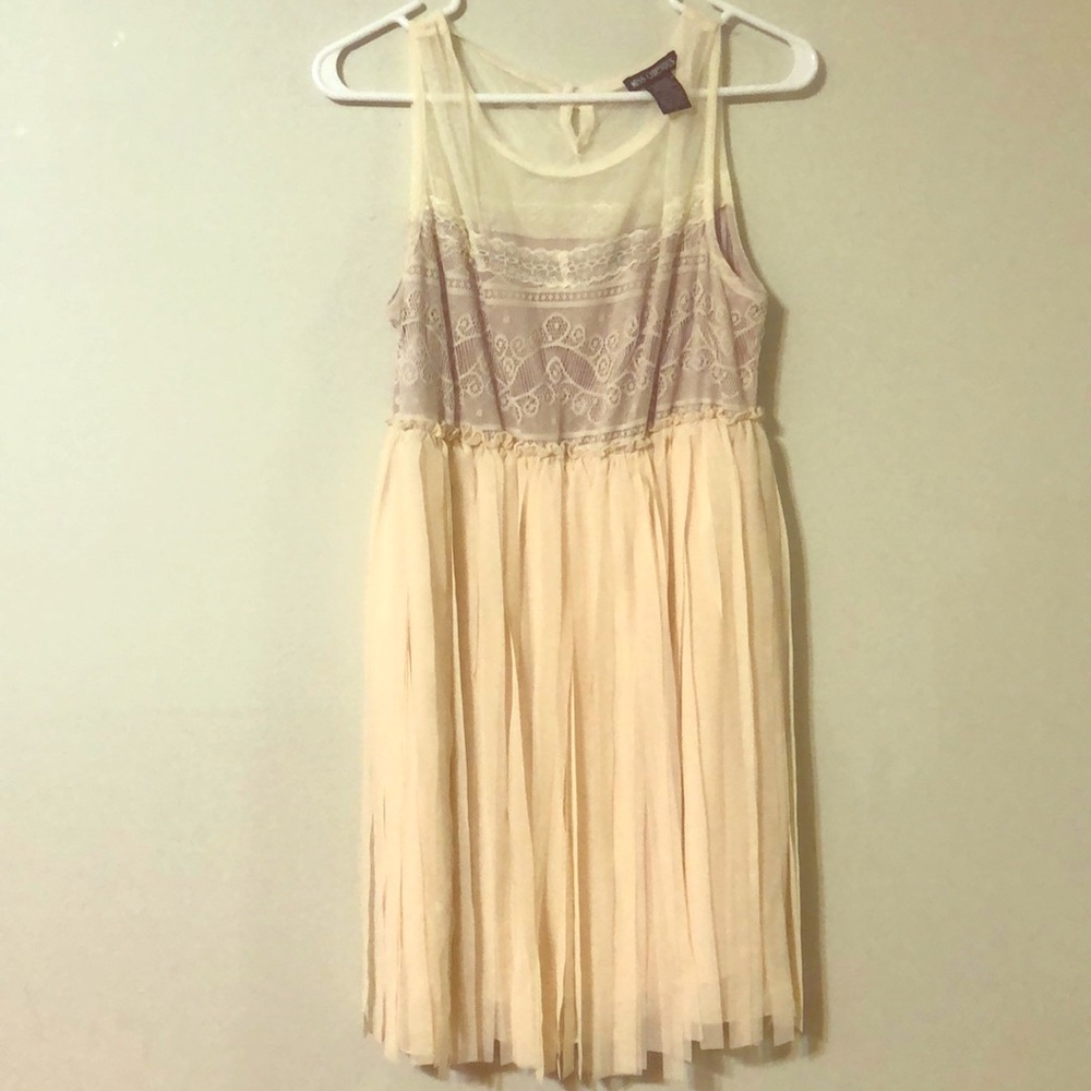 Miss Chievous Cream Lace Dress with Fringe
